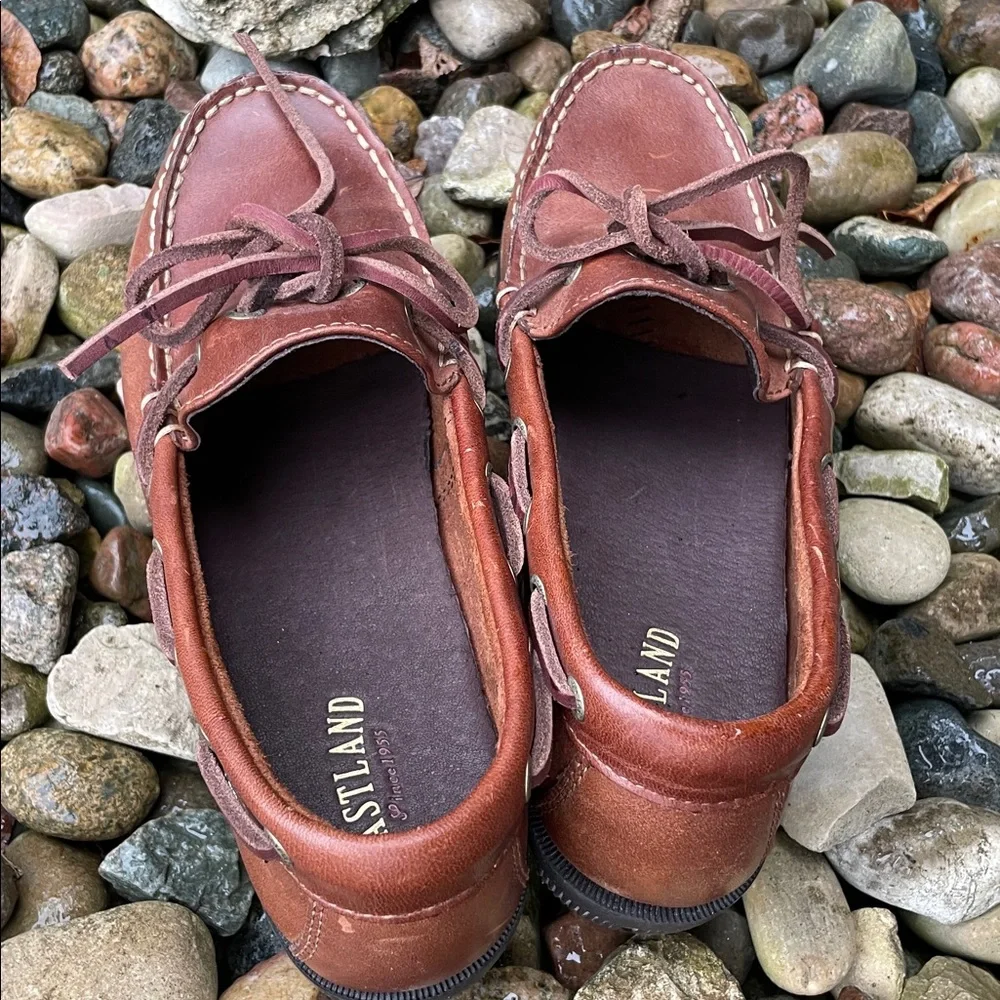 Eastland‎ Brown Leather Moc Toe Boat Shoes Loafers